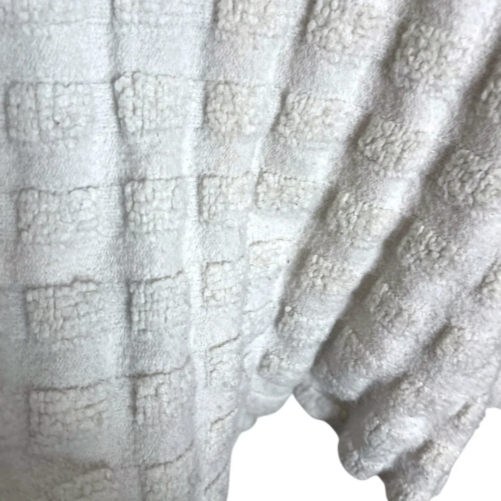 Free People Care FP‎ Soul Searcher Mock Neck Bohemian Sweater Squares Ivory XS